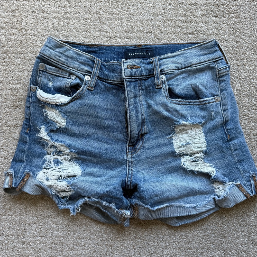 Aeropostale Blue Distressed Jean Shorts